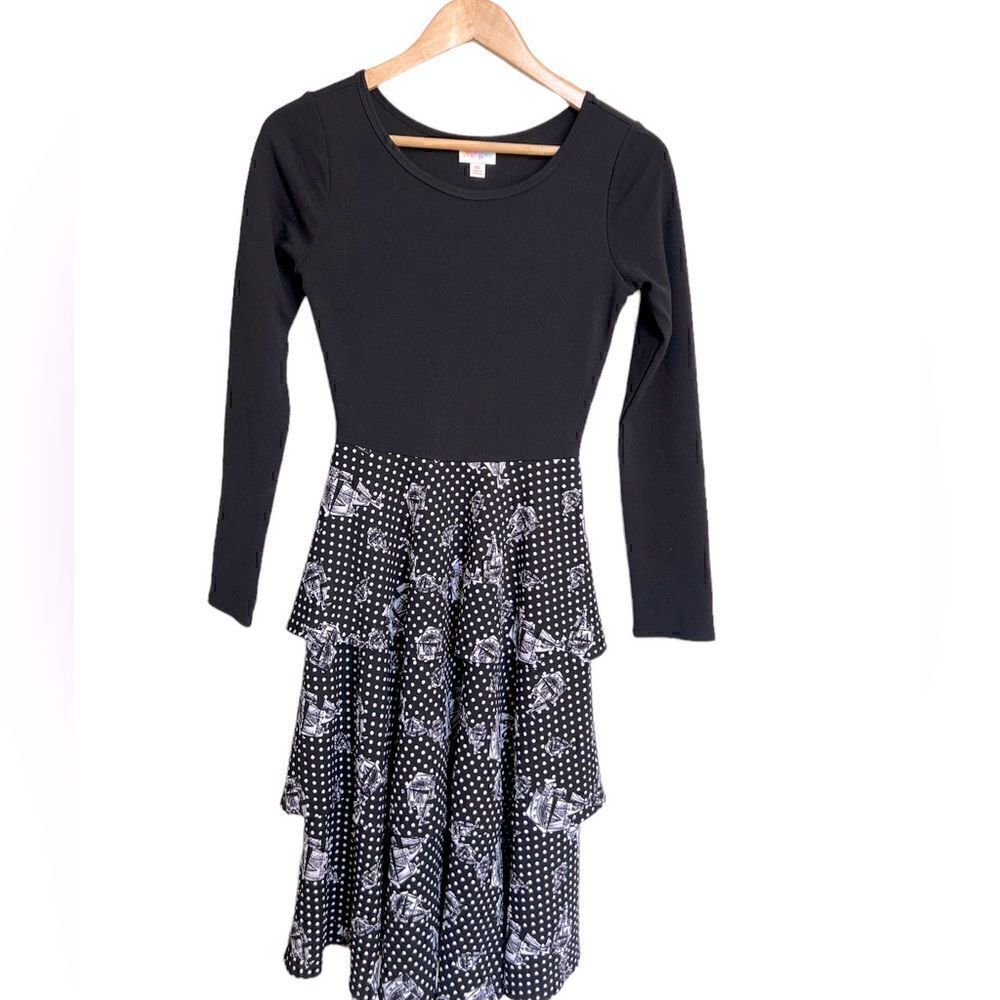 LuLaRoe Black & White Clipper Ship Georgia Dress Size XS NWT
